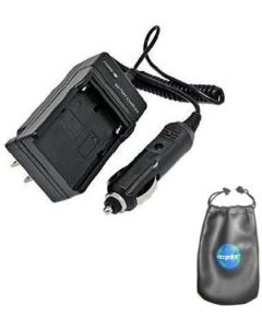 Amsahr C-NP200 Digital Replacement Mini Battery Travel Charger for Konica Minolta NP-200, DiMAGE Xg with Lens Accessories Pouch (Gray)